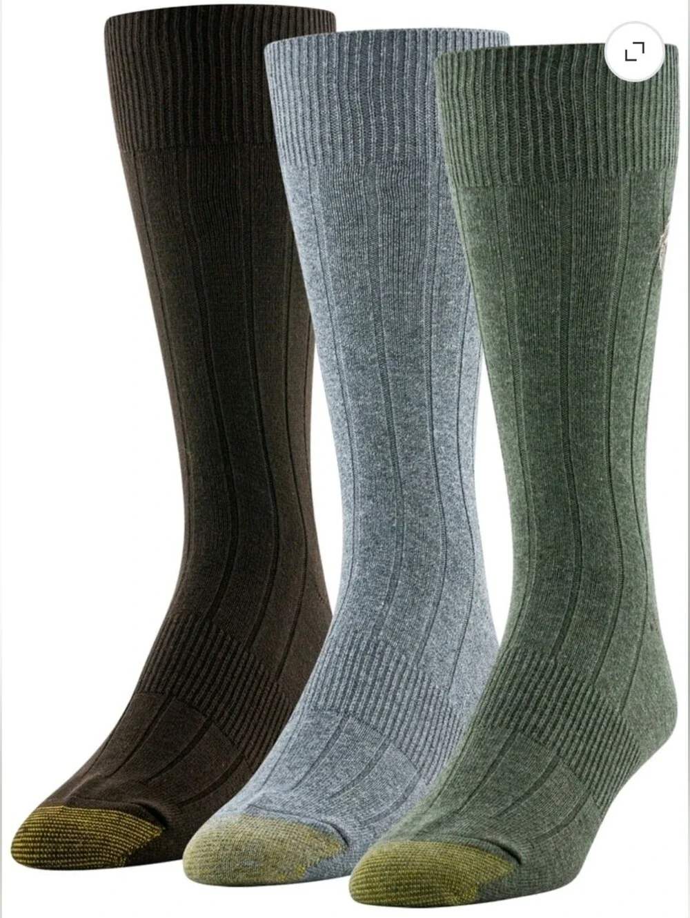GOLDTOE Edition Mens Embroidered Classic Rib Crew Socks, 3-Pack. T24